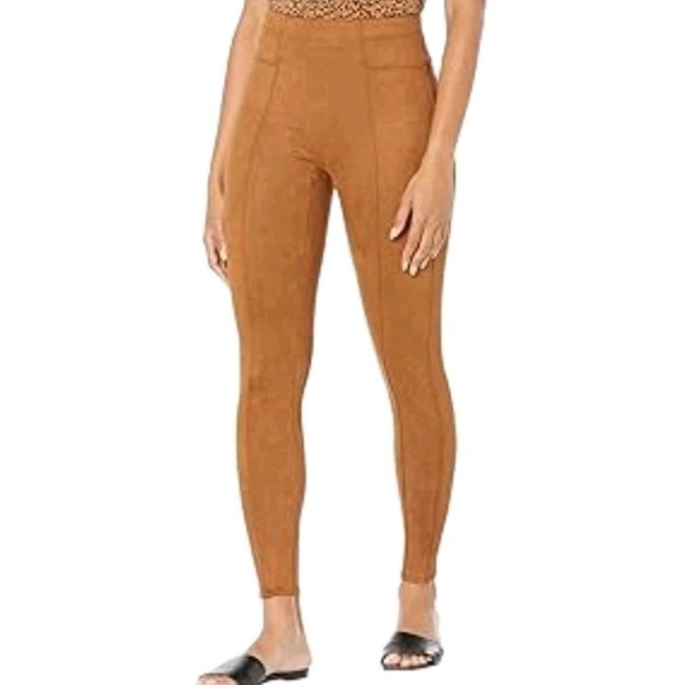 SPANX Brown Faux Suede Size‎ Large Pull On Ankle Leggings Women Rich Caramel NWT